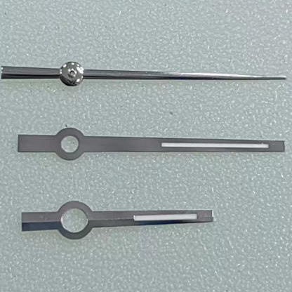 Silver trim watch hands with green lume for Datejust 116234 3135 mechanical, enhancing visibility and style.