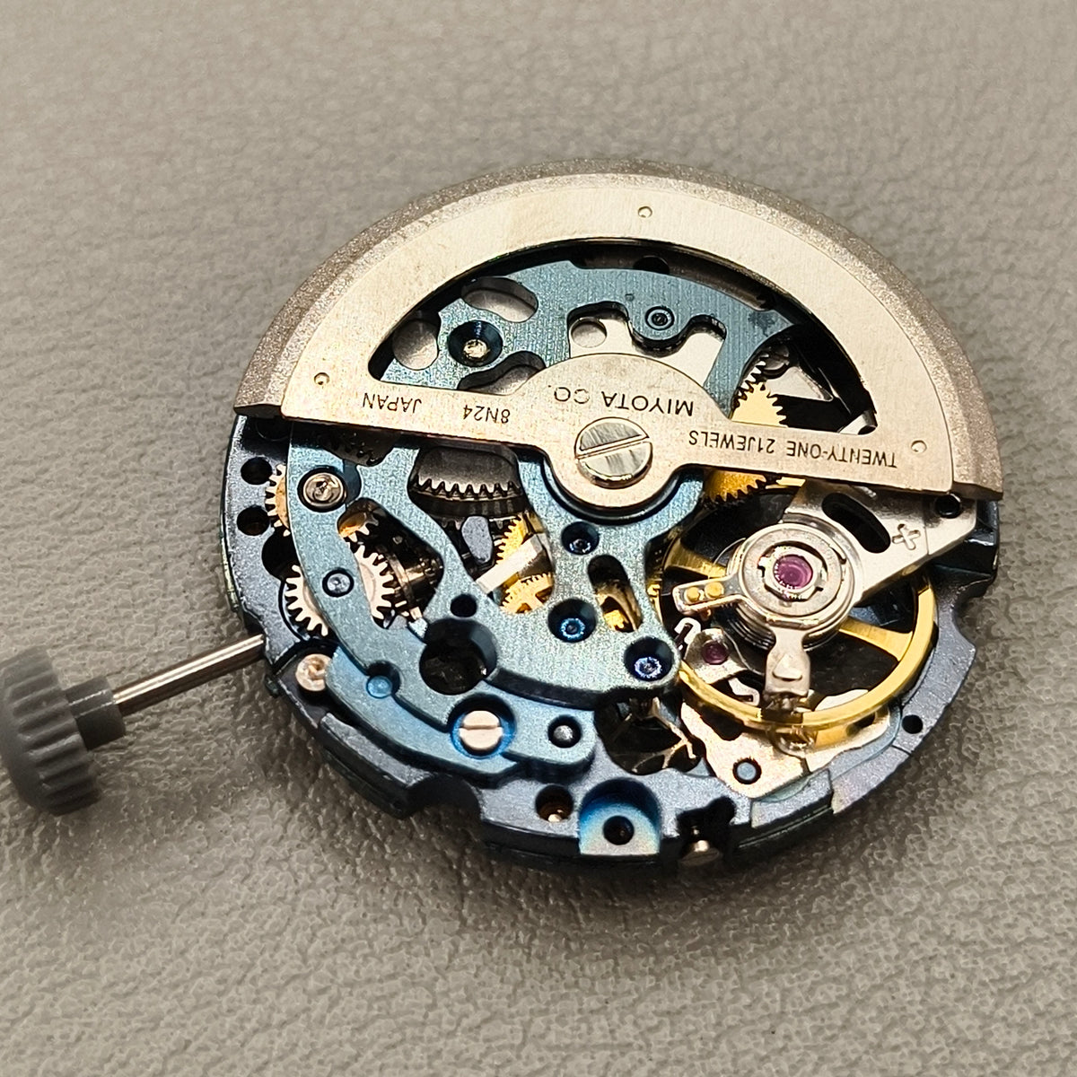 Japan Miyota 8N24 Blue+Silver Hollow Automatic Mechanical Movement
