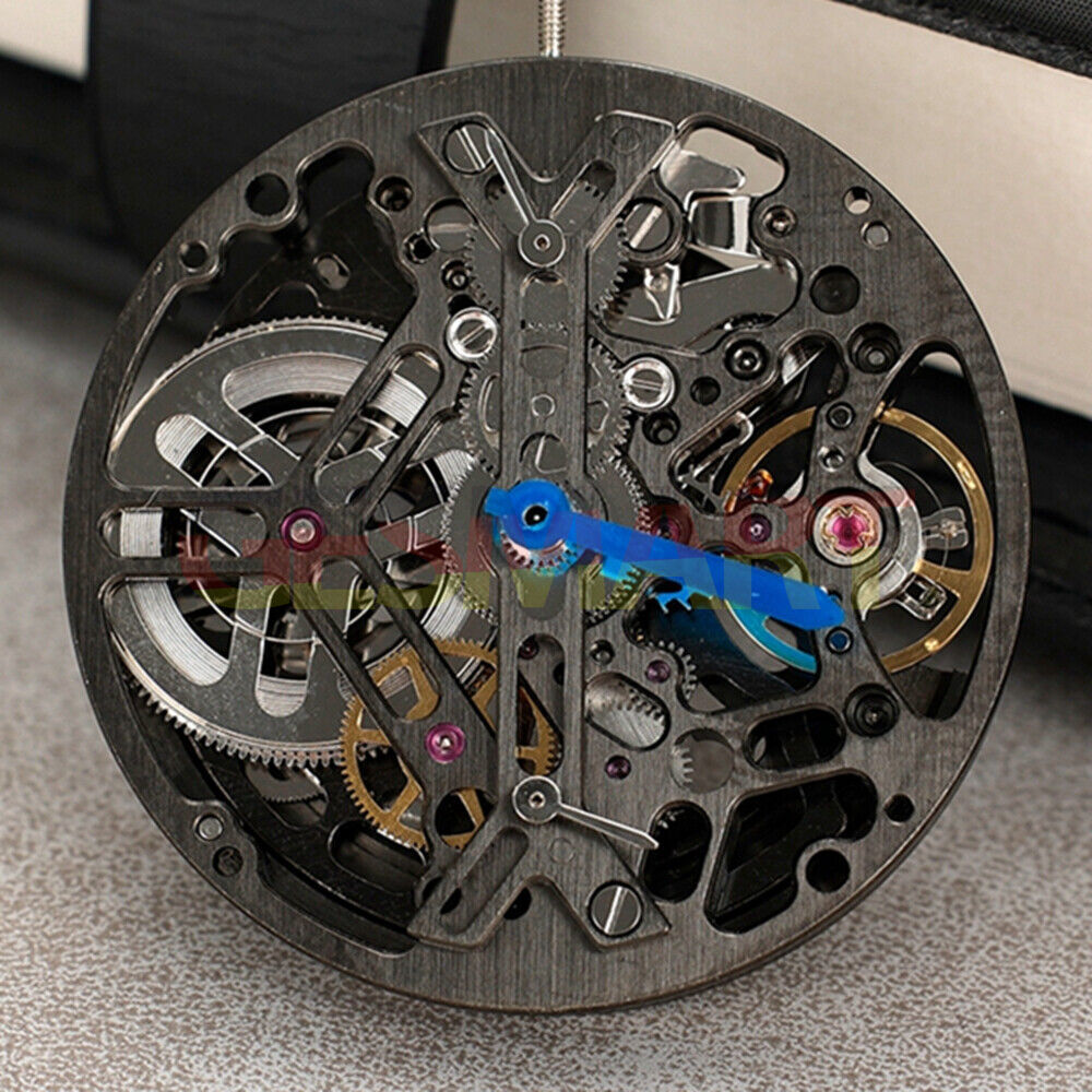 Asian HZ7590D black hollow balance wheel highlighting precise automatic mechanical movement design for watch accessories.
