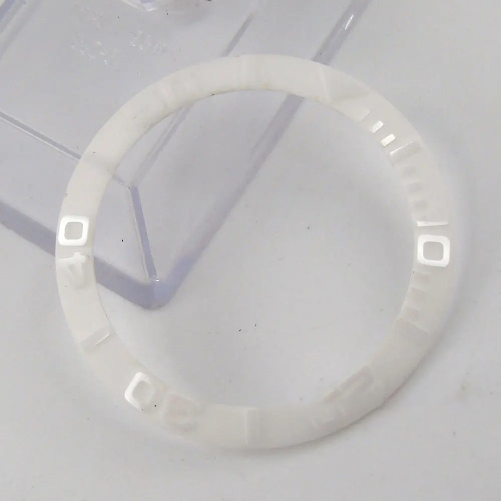 39.8mm white smooth ceramic bezel insert by Parnis for watch customization and repair.
