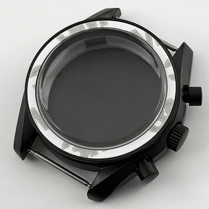 PVD Black 40mm Men's Watches Metal Watch Case For VK63 VK64 for 20mm Strap