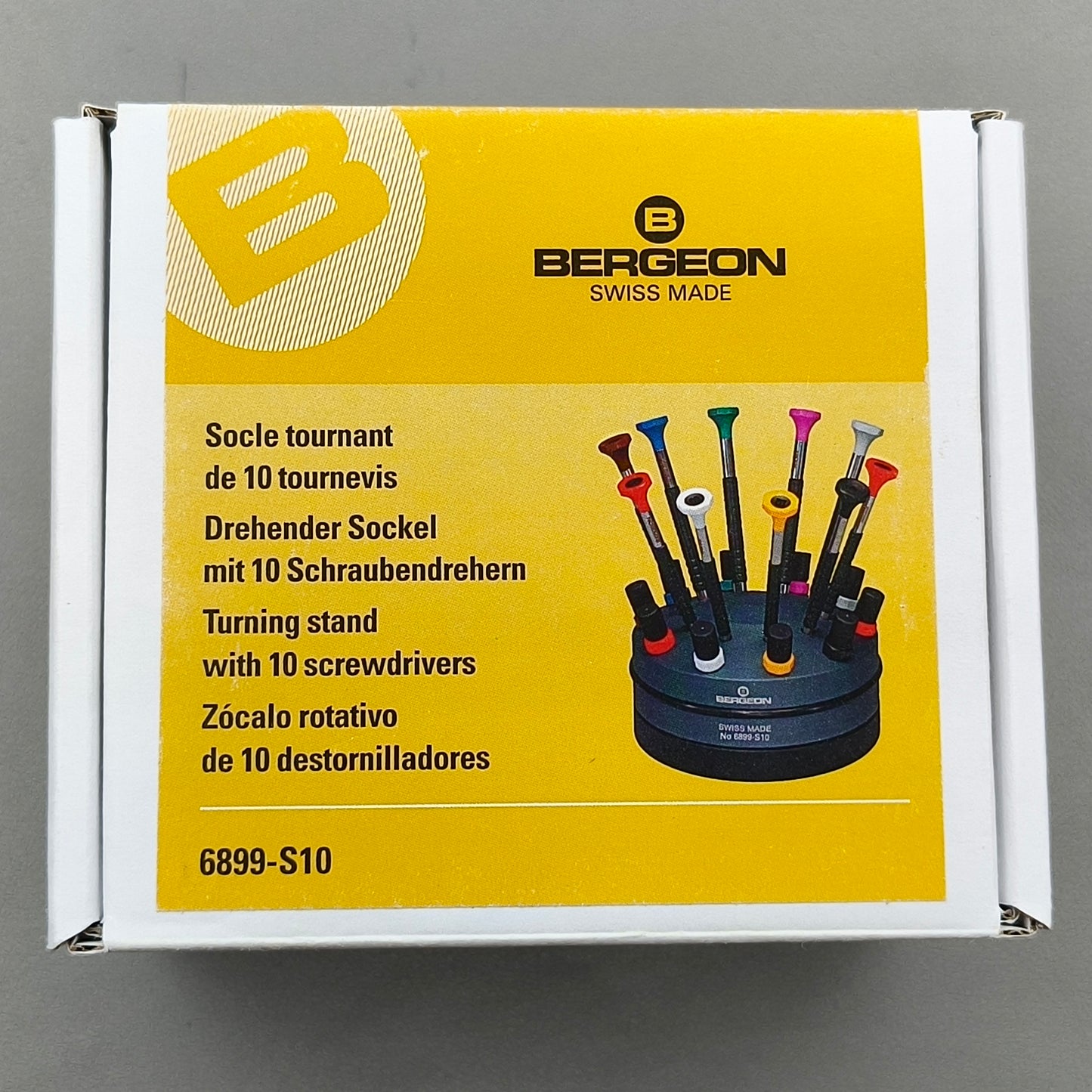 Swiss Bergeon 6899-S10 Set Of 10 Screwdrivers Stainless Steel With Elastomer