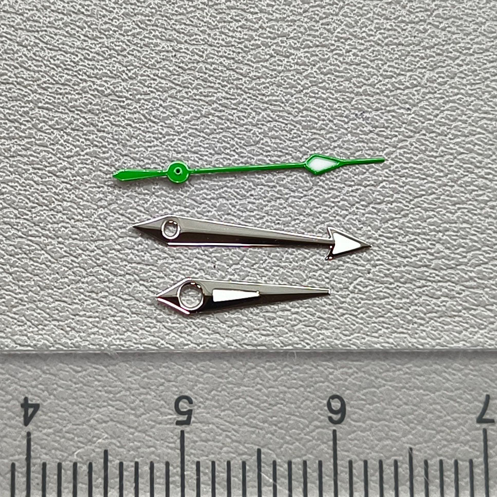 2 Sets Silver Trim Green Second Hand Watch Hands for ETA2892 2824 2834 2836 2846