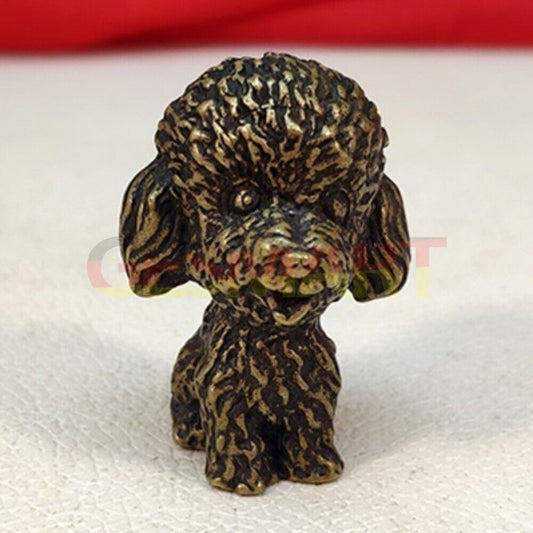 Hand-carved solid copper poodle trinket by BronzeCraft, detailed collectible figurine for home decor.
