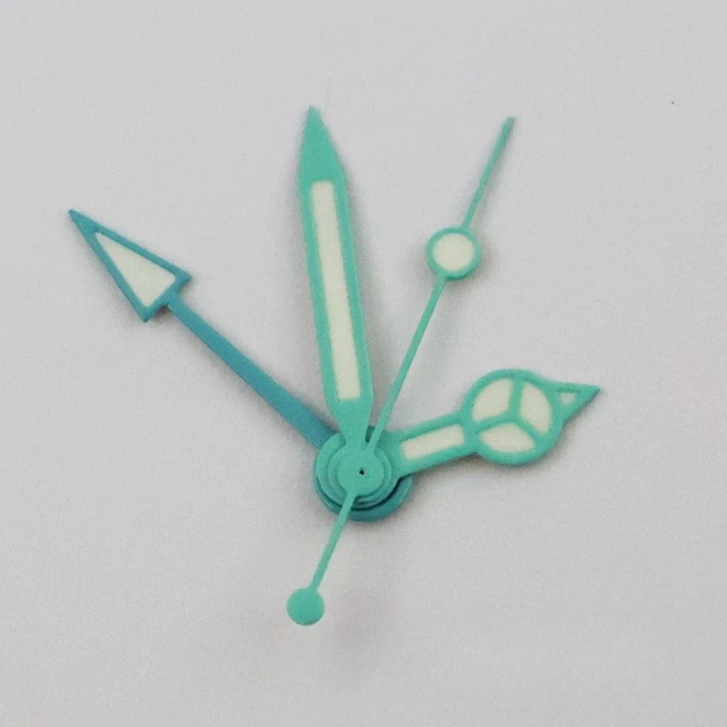 GMT Pointers NH34 Ghost 4 Hands Green Luminous Watch Hands for NH35 NH34A 4R34