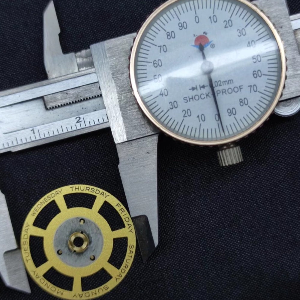 Widen Yellow 25mm Date Disk Wheel for ETA 2834/2836 watch movements.