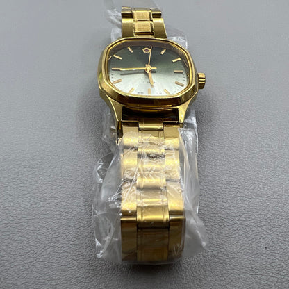 Shanghai 33mm manual mechanical watch with golden nail square case, 17 jewels, elegant design.
