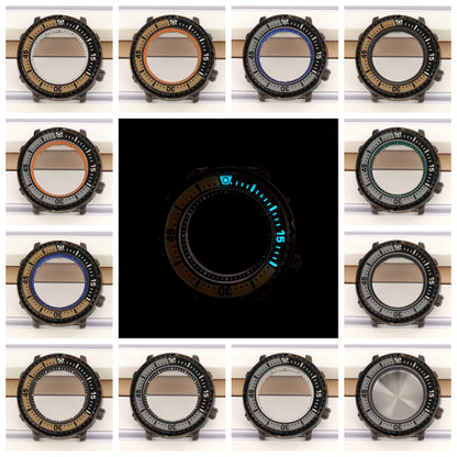 43mm Gun Color Steel Watch Case Luminous Bezel Sapphire Crystal For NH35/36/38