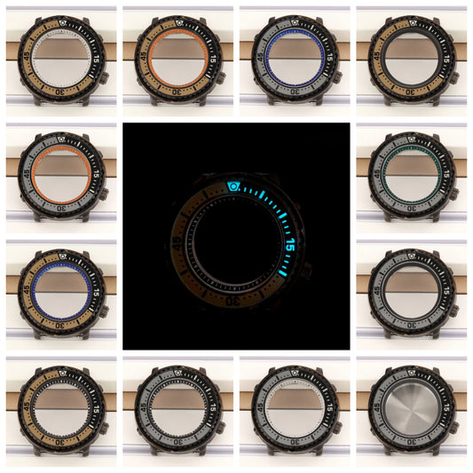 43mm Gun Color Steel Watch Case Luminous Bezel Sapphire Crystal For NH35/36/38