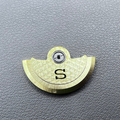 S Carved golden wave rotor by S Brand for NH34, NH35, NH36, NH38 watch movements, enhancing mechanical style