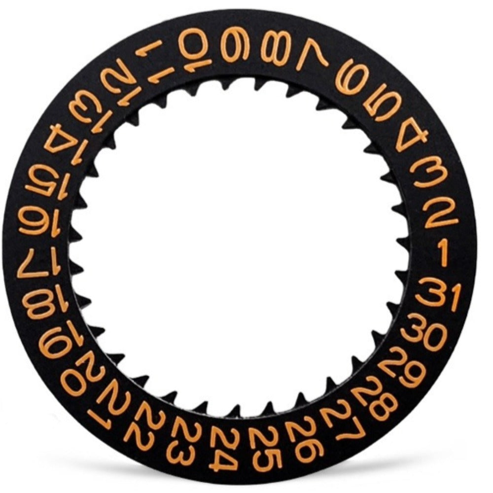 New orange font date wheel for NH35 NH36 watch movement, enhancing dial readability and style.