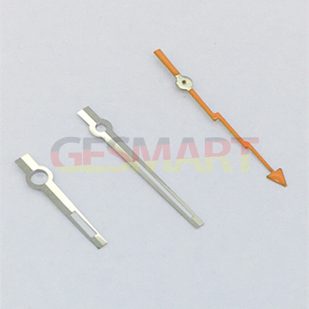 Aiguille des secondes orange avec garniture argentée et aiguilles luminescentes pour montres Asian 8215/2813/8205