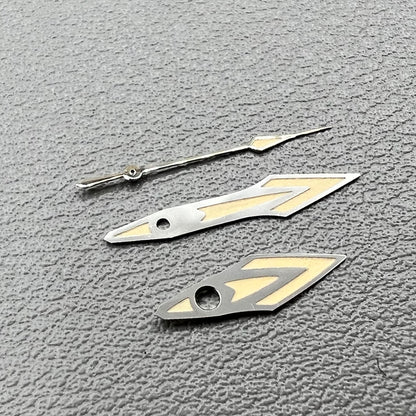 Silver-trimmed 14.5mm orange watch hands for NH35 NH36 movement, no lume finish