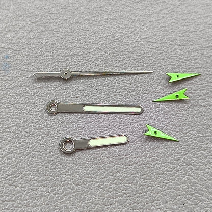 13mm Silver Trim Green Small Second Hands Green Lume Watch Hands for OS10 OS60 OS80 Movement