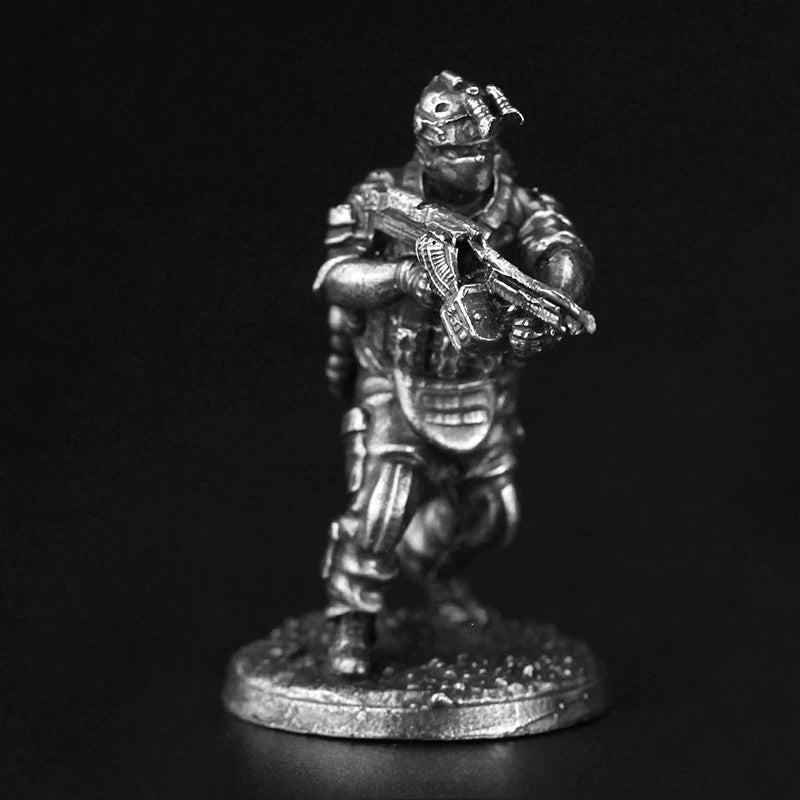 Tactical Soldier Marching Copper Figurine White Bronze Military Wargame 344-1