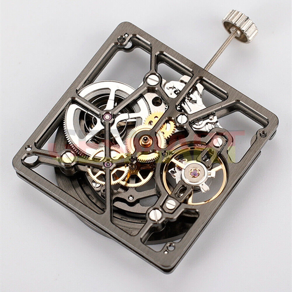 China Made 1B00D black hollow balance wheel for automatic mechanical watch movement, precise and durable.