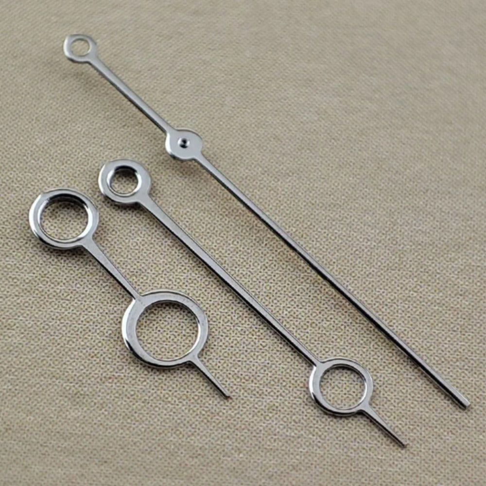 Silver 12.5mm hollow watch hands for NH35/36 NH38 NH72 movements, no lume, for precise timekeeping.