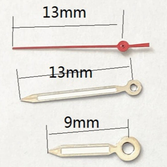 13 mm silberner Rand, rote Sekundenzeiger, passend für Miyota 2035 Quarzwerk
