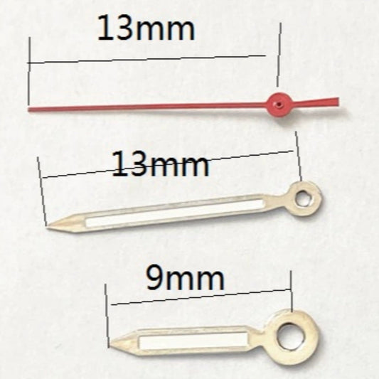 13 mm silberner Rand, rote Sekundenzeiger, passend für Miyota 2035 Quarzwerk