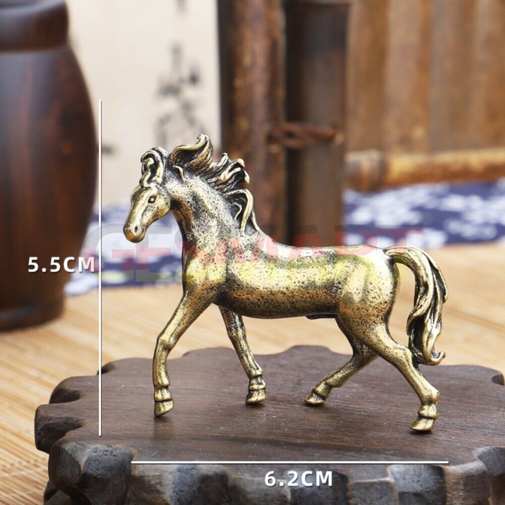 1. Vintage solid copper running horse trinket, hand-carved bronze model figurine.  