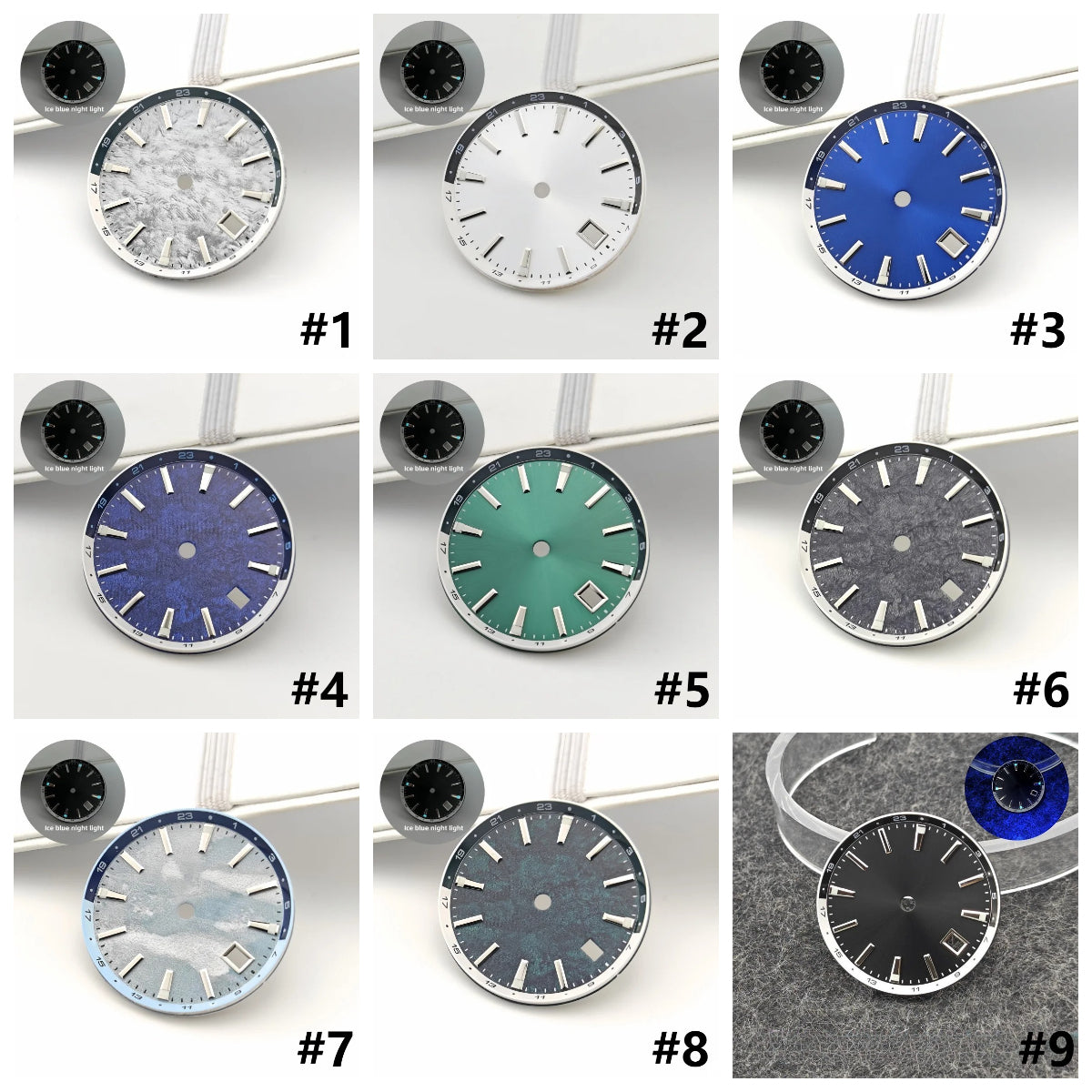 32mm BGW9 Ice Blue Luminous Watch Dial for NH34/NH35/NH36/4R35A/4R36A Movement