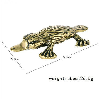 Solid copper platypus trinket with vintage bronze finish, hand-carved collectible.