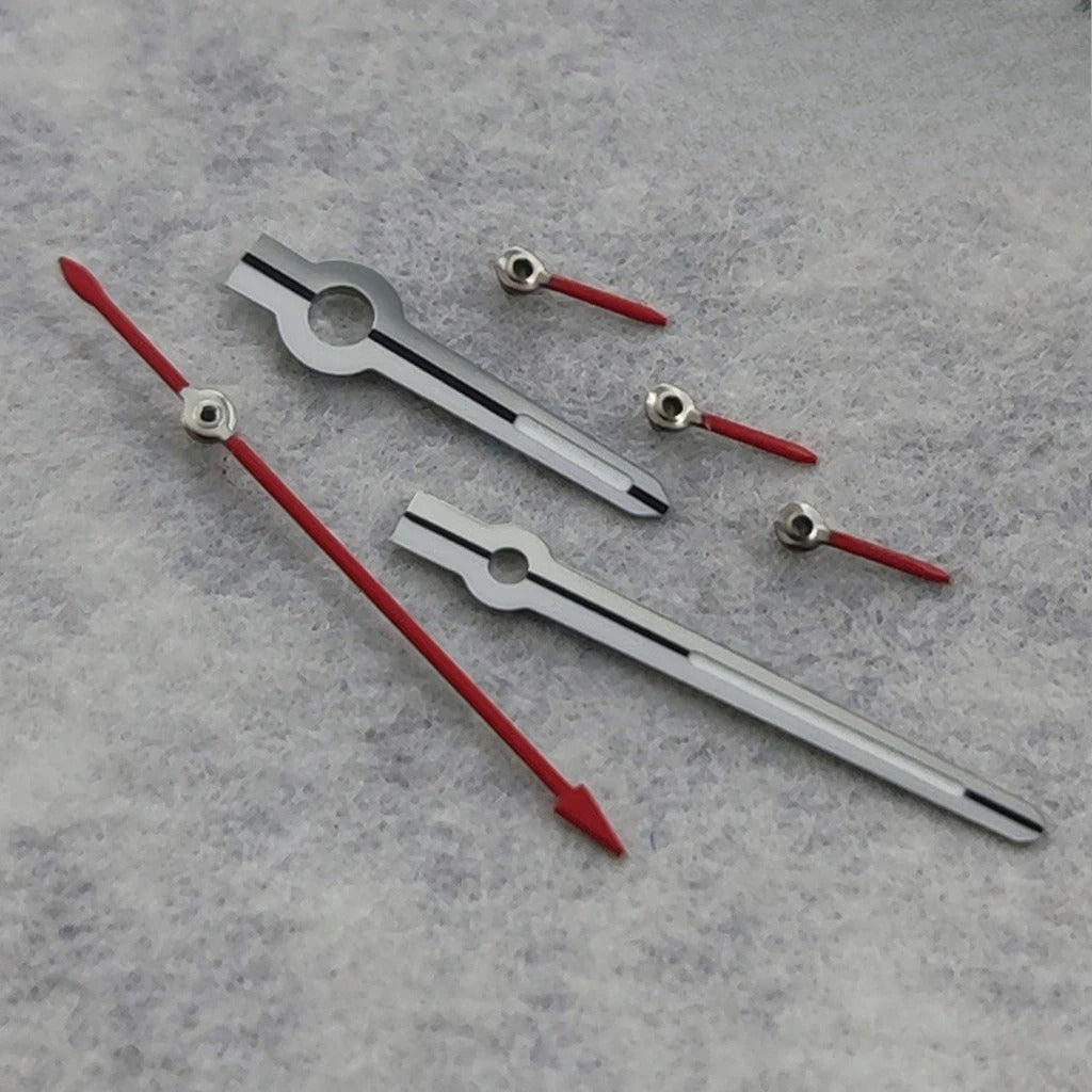 Modified Silver Red For VK63 VK64 Quartz 6 Pins Green Luminous Watches Hands