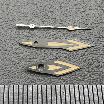 Silver-trimmed 14.5mm orange watch hands for NH35 NH36 movement, no lume finish