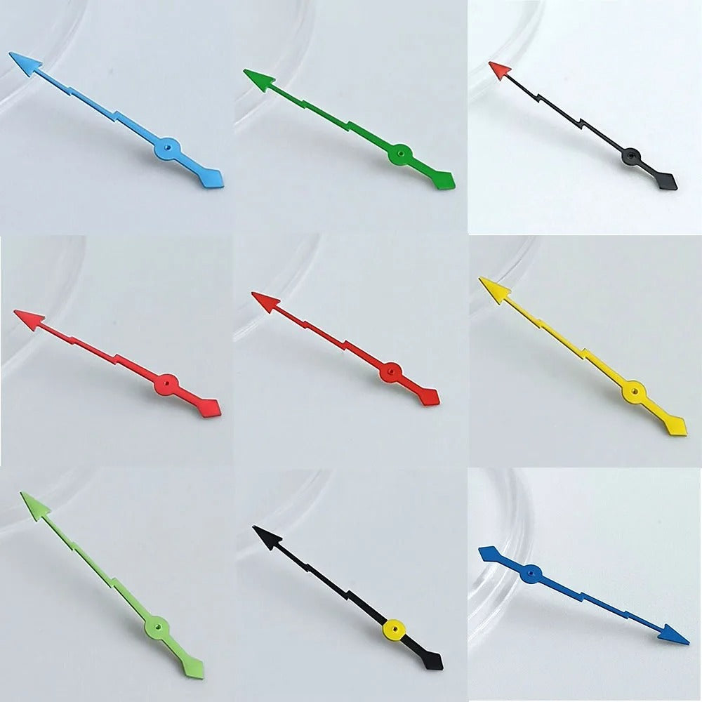 Green luminous watch hands for NH34, NH35, NH36 movements, personalized second hand.