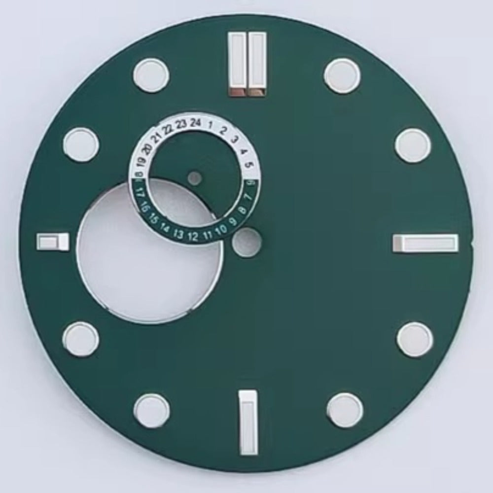 Solid Green 32mm Blue Green Lume Watch Dial For NH39 Movement