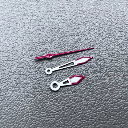 2 Sets White+Red Trim Green Lume Watch Hands for Ronda 515 Movement