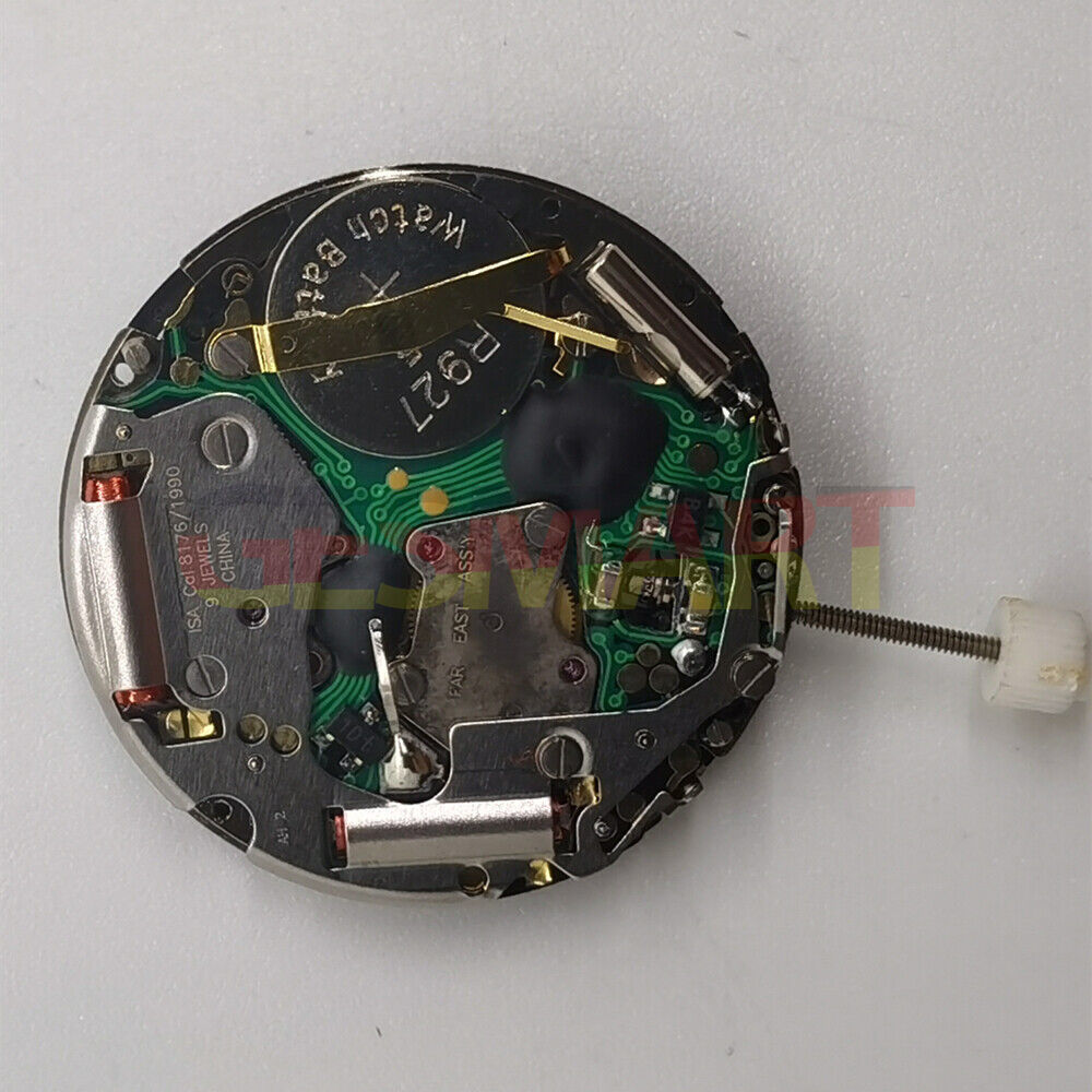 Swiss Made ISA8176A quartz watch movement with black dial, ideal for accurate timekeeping and watch repair.