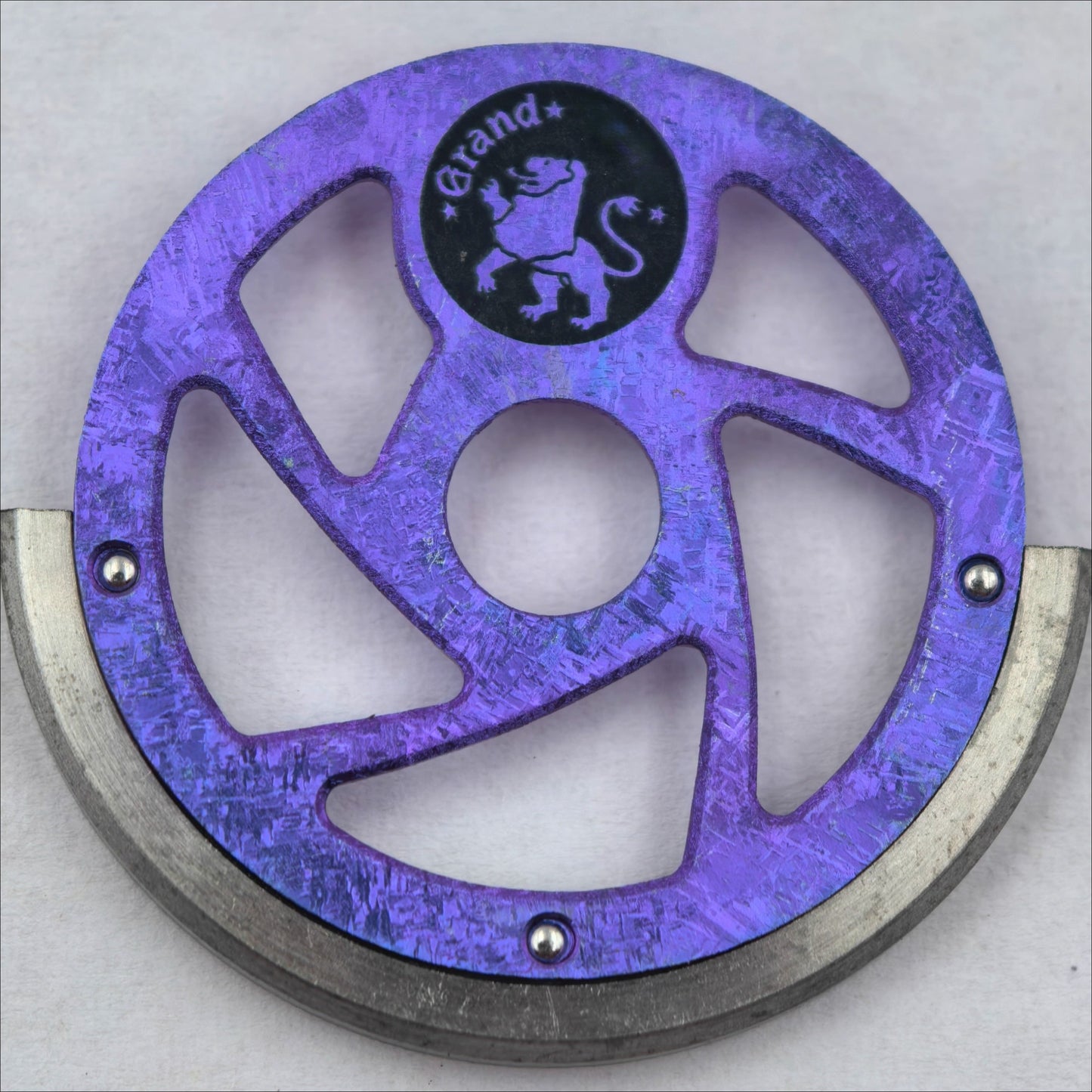 Purple titanium rotor with natural ice crystal veins for NH35 NH36 movements, enhancing watch performance.