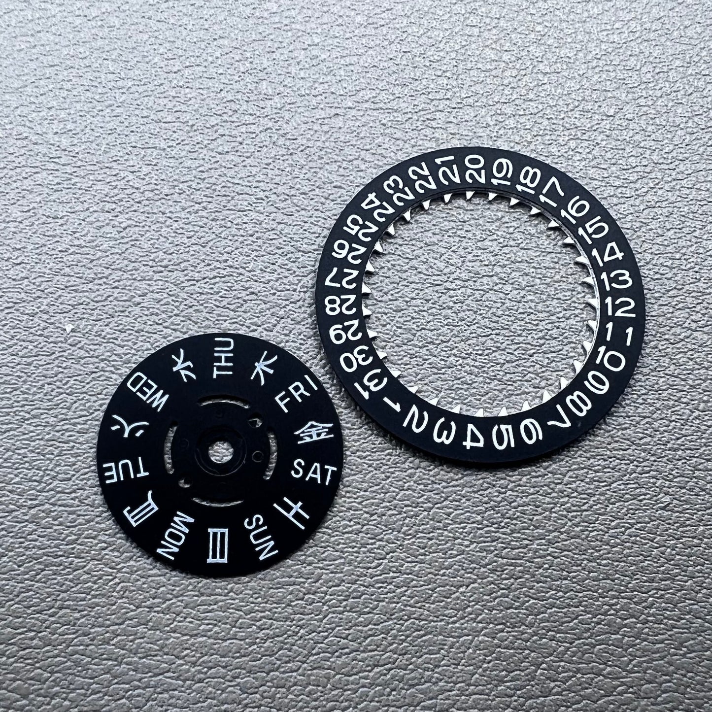 Blue Lume Black Date Disk Wheel Week Wheel for Movement NH36 Crown@3.0