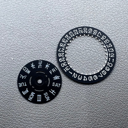 Blue Lume Black Date Disk Wheel Week Wheel for Movement NH36 Crown@3.0