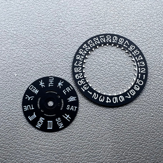 Blue Lume Black Date Disk Wheel Week Wheel for Movement NH36 Crown@3.0