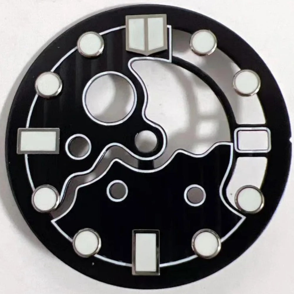 28.5mm Black Vertical Texture Hollow Lume Watch Dial for NH35/NH36 Movement