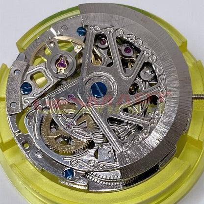 Silver China Made 2813 automatic watch movement, compatible with 8205 and 8200 models, precise mechanical part.