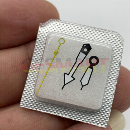Green luminous arrow-shaped hour, minute, and second hands set, compatible with Miyota NH35/NH36 watch movements.