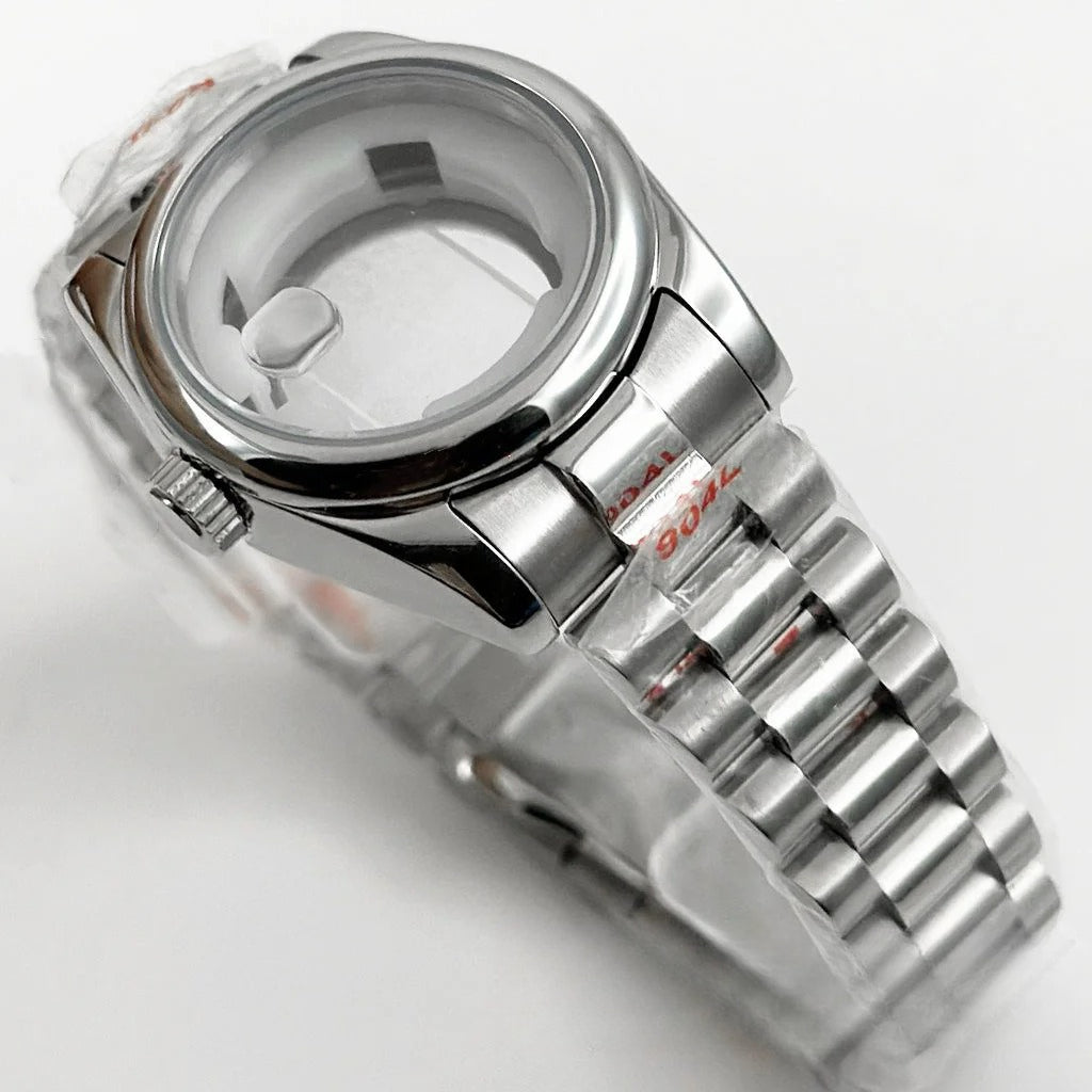 31MM Round Bezel Sapphire Glass Presidential bracelet Watch Case for NH05 NH06