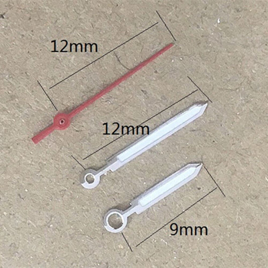 Luminous watch hands for Miyota 2035 quartz movement, enhancing night visibility and precision.