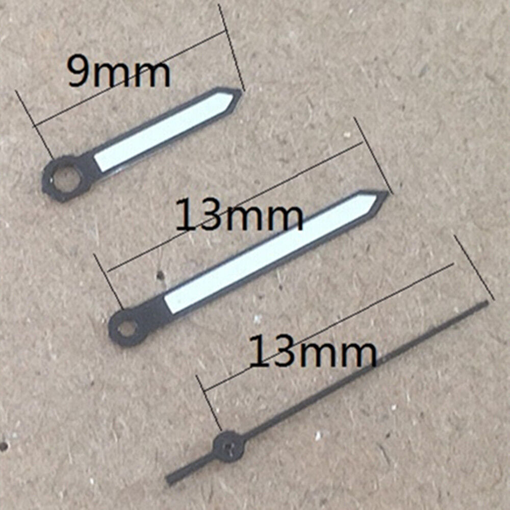 Luminous black trim watch hands for Miyota 2035 quartz movement by P1-H4-C99, ideal for precise timekeeping.