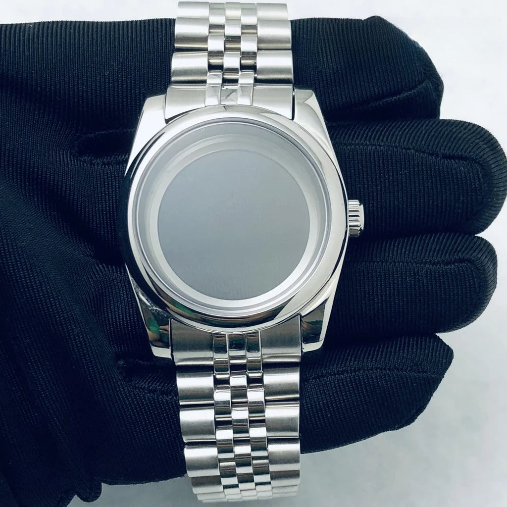 36/40mm Steel Watch Case Sapphire For NH34 NH35 NH36 ETA2824 PT5000 S Crown