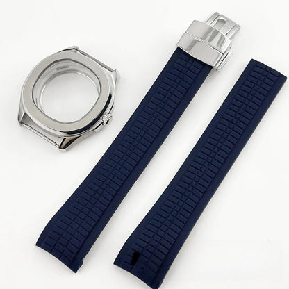 40mm Nautilus Rubber Strap Sapphire Glass Watch Case for NH34/35 NH36 NH38 4R35