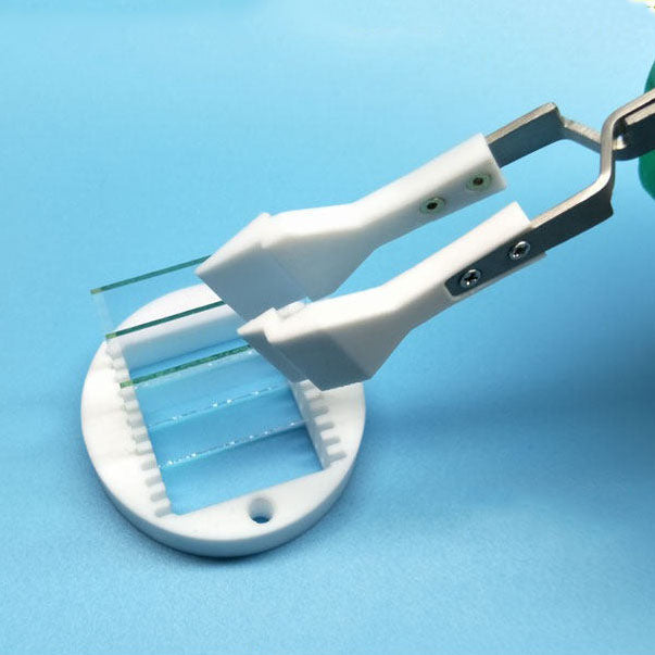 PTFE flat tip tweezers for watch repair, jewelry, and lab use by professionals.