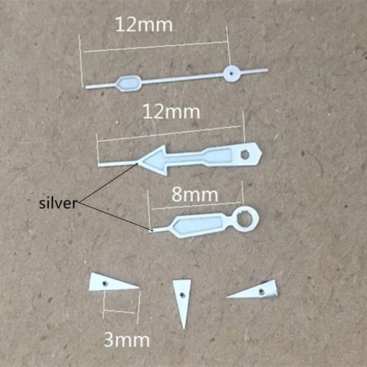 Green lume arrow-shaped watch hands with silver trim for Miyota OS10 OS20 OS60 OS80 models.