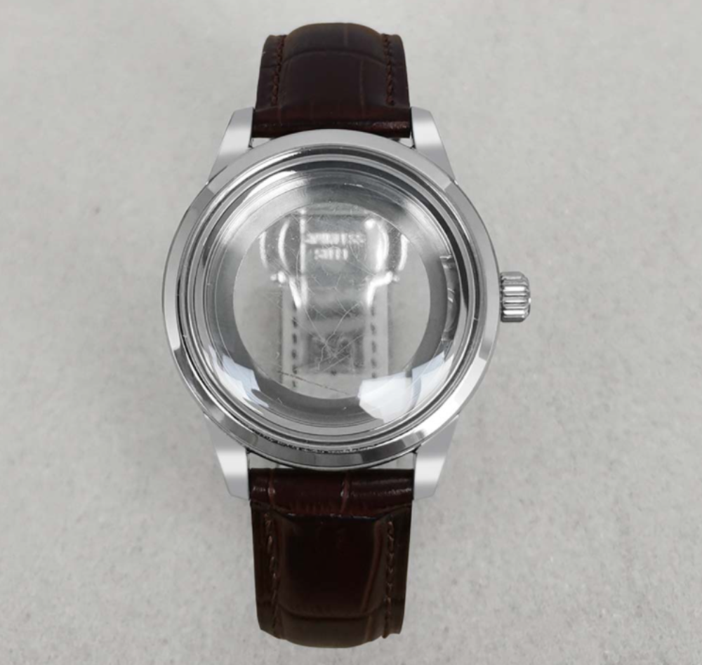 39 mm Edelstahl-Uhrengehäuse mit Schmetterlingsschnalle, Lederarmband für NH35/36
