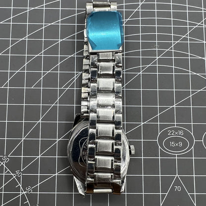 Shanghai Diamond 38mm manual mechanical watch with 17 jewels, white dial, silver case, elegant style.