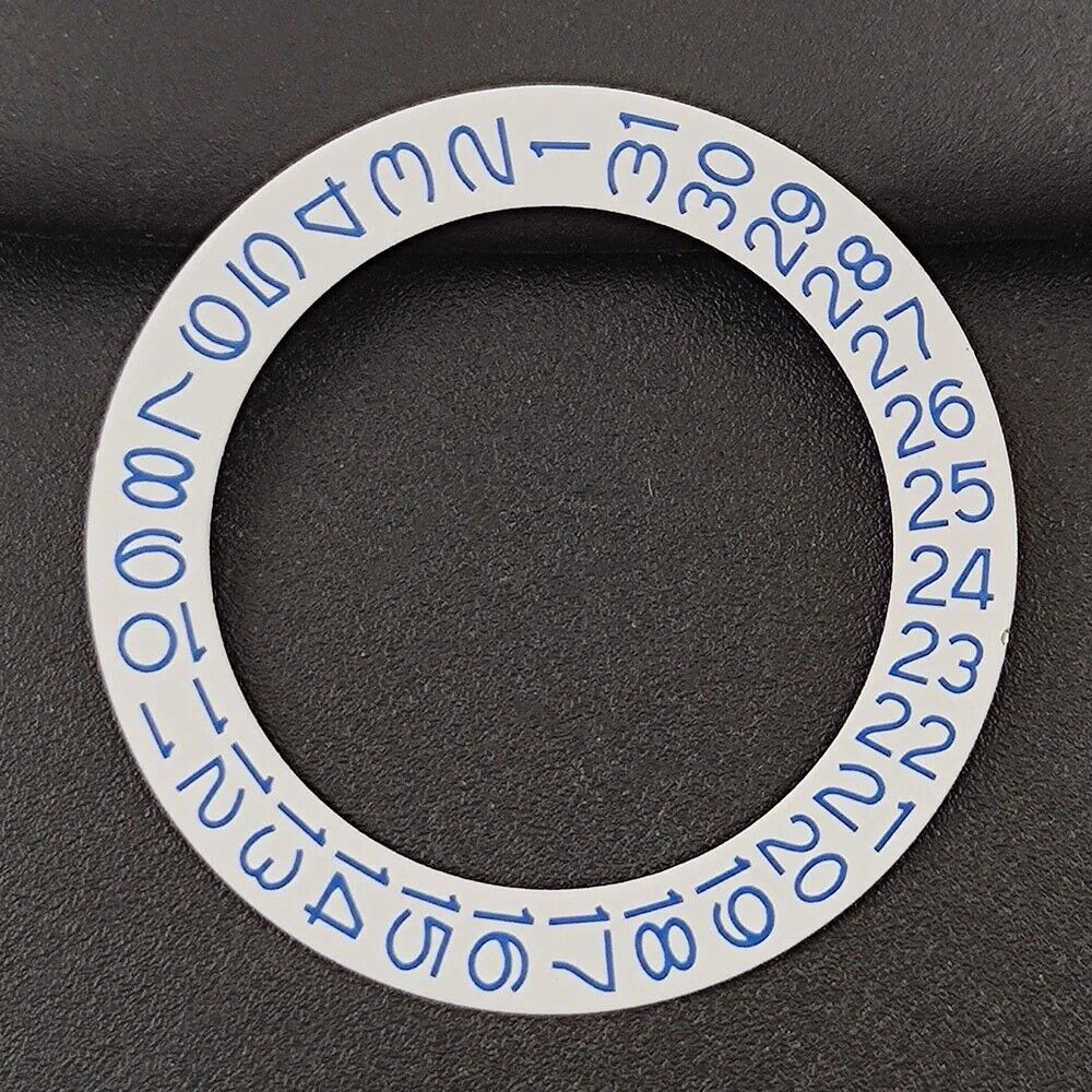 Blue date wheel overlay for NH35 NH36 watch movement, branded precision accessory enhancing dial clarity.