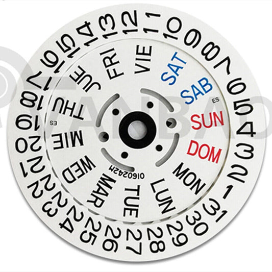Disque de date blanc anglais, roue de date adaptée au mouvement NH35 NH36 Date@3